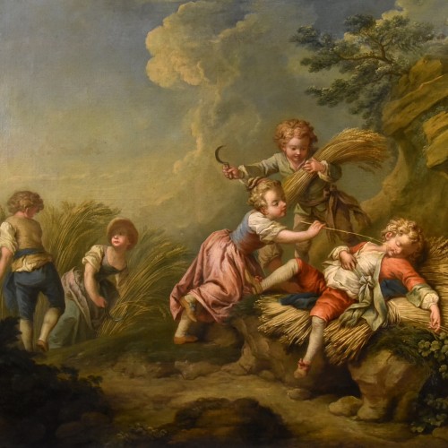 Tableaux et dessins Tableaux XVIIIe siècle - Jeu d'enfants Allégorie de l'été, attribué à Etienne Jeaurat (1699 - 1789)