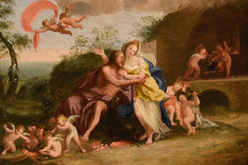 Mars et Vénus dans la forge de Vulcain, école italienne du 17e siècle - Antichità Castelbarco