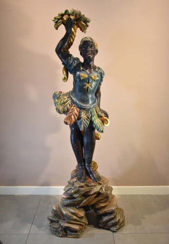 Antique Venetian Blackmoor Sculpture, Venice Early 18th Century - Sculpture Style Louis XIV