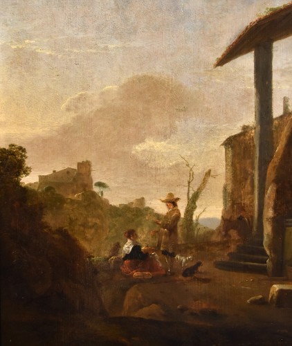 Thomas Wijck (1616 - 1677), Paysage romain avec lavandières - Louis XIII
