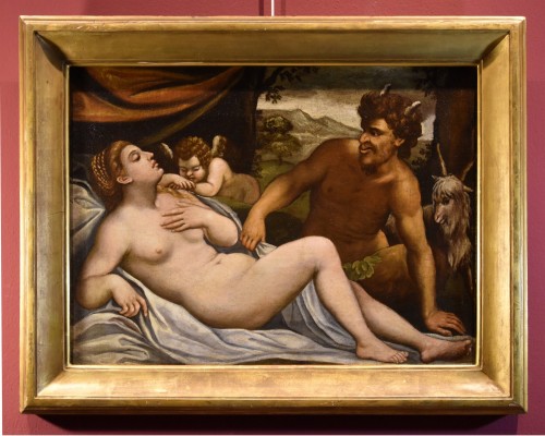 Vénus et Cupidon, Atelier de Palma Il Giovane (1544 - 1628) - Tableaux et dessins Style Louis XIII