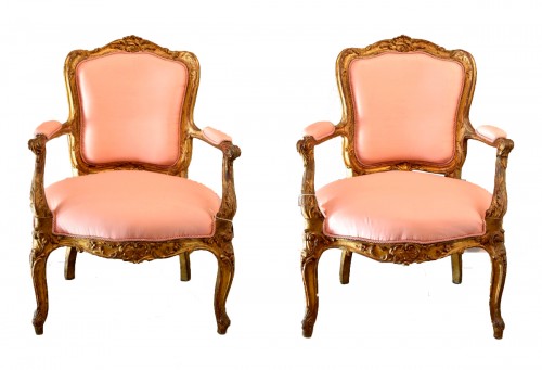 Pair Of gilt wood  Armchairs