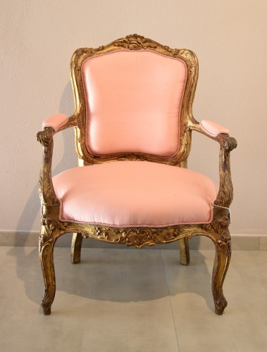 Pair Of gilt wood  Armchairs - Seating Style Louis XV