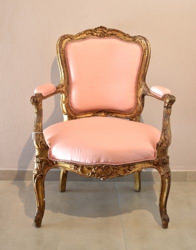 Pair Of gilt wood  Armchairs - Louis XV