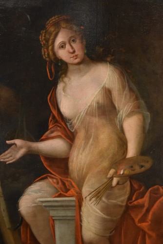 Louis XIV - Mattheus Terwesten (La Haye, 1670 - 1757), Jeune Femme comme allégorie de la Peinture