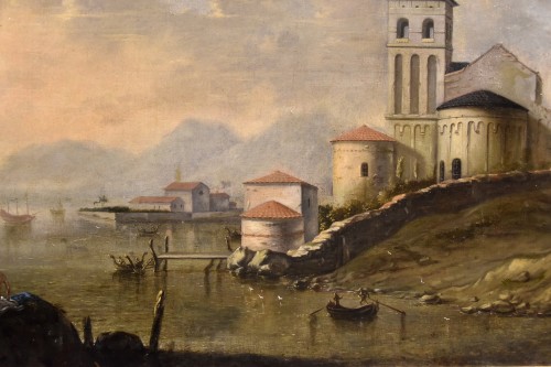 Louis XV - Paysage côtier de la Méditerranée, Peintre Flamand actif en Italie au XVIIIe siècle