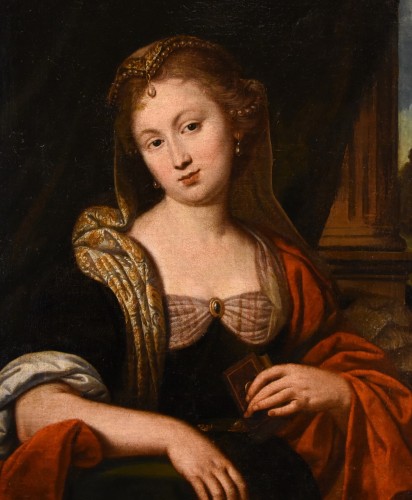 Tableaux et dessins Tableaux XVIe siècle - Portrait d'une femme noble avec un livre, École vénitienne, fin du XVIe siècle