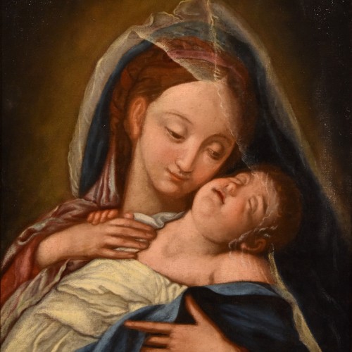Vierge à l'Enfant, école italienne du 18e siècle - Tableaux et dessins Style Louis XIV
