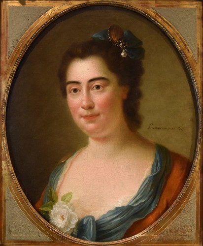 Portrait d'une dame - Jean-Baptiste Perroneau (1715 –1783) - Tableaux et dessins Style Louis XV