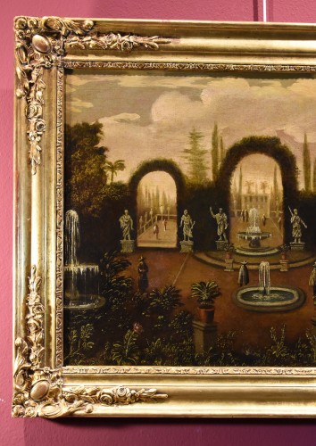 Italian Garden With Water Features In A Villa, Flemish painter active in Rome in the 17th-18th centuries - 