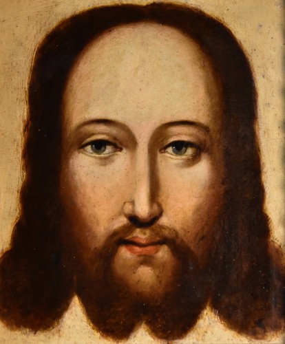 Face Of Christ As Salvator Mundi, Flemish Painter 16th-17th Century - Paintings & Drawings Style Louis XIII