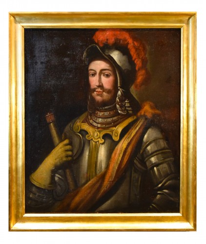 Portrait d'un chevalier en armure - Peintre lombard du XVIIe siècle