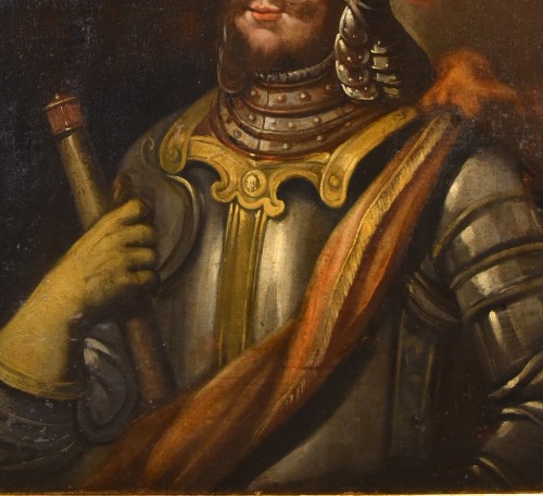 Portrait Of A Knight In Armour - Lombard Painter Of The 17th Century - Louis XIII