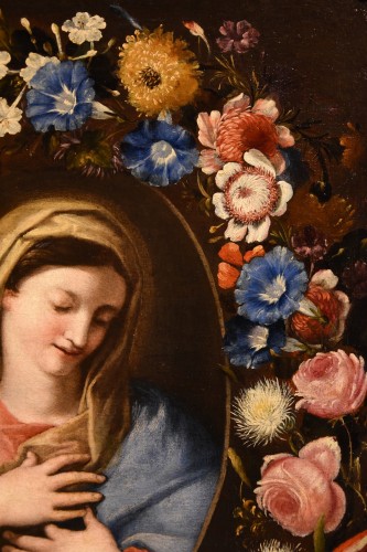 Louis XIV - Flower Garland With A Portrait Of The Virgin, Italian school of the 17th cenntury