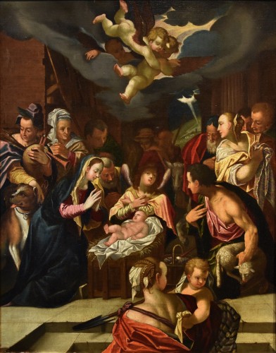 Adoration des bergers, atelier de Hans Von Achen (1552 - 1615) - Tableaux et dessins Style Louis XIII