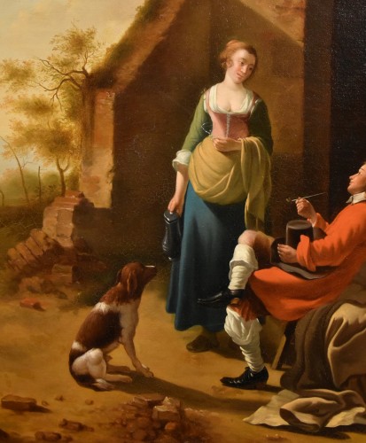 18th century - Galante Scene - Flemish painter of the 18th century