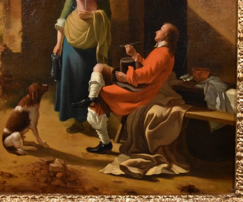 Louis XV - Galante Scene - Flemish painter of the 18th century