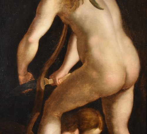 Antiquités - Cupid Carving His Bow, Francesco Mazzola, follower of Parmigianino