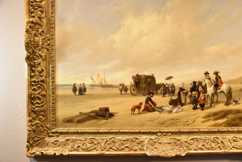19th century - The Beach Of Scheveningen, Hubertus Van Hove (1814 - 1865) signed