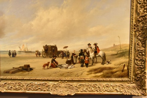 The Beach Of Scheveningen, Hubertus Van Hove (1814 - 1865) signed - Napoléon III