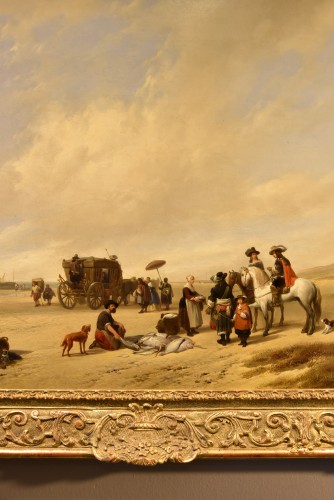 Napoléon III - The Beach Of Scheveningen, Hubertus Van Hove (1814 - 1865) signed