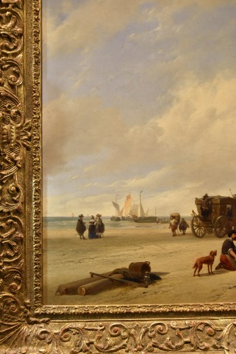 Antiquités - La plage de Scheveningen, Hubertus van Hove (la 1814 -1865) 