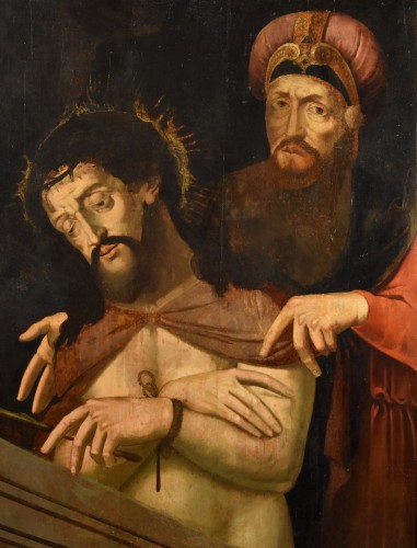 Tableaux et dessins Tableaux XVIe siècle - Ecce Homo avec Ponce Pilate, École flamande du 16e siècle