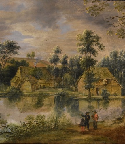 XVIIe siècle - Lucas Van Uden (1595 - 1673)  Paysage de colline avec étang