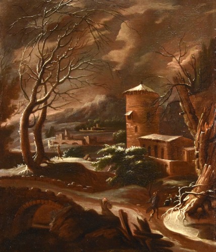 Paintings & Drawings  - Winter Landscape, italian school of the 18th century