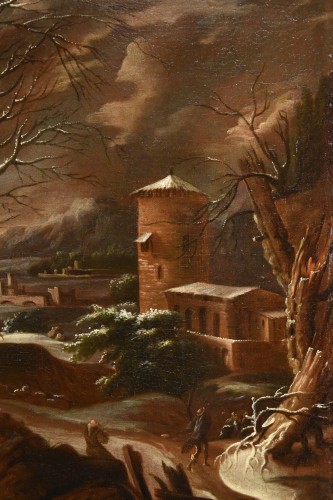 Paysage d'Hiver, école italienne du 18e siècle - Antichità Castelbarco