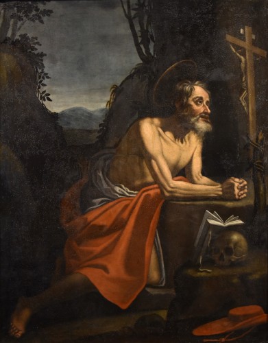 Saint Jerome Penitent In The Cave, Hendrick De Somer (lokeren 1602 - 1655)