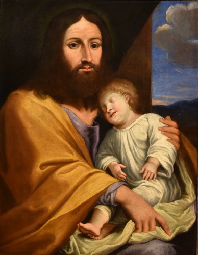 Jésus avec l'enfant, école italienne du 17e siècle