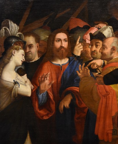 XVIe siècle et avant - Le Christ et la femme adultère, atelier de Lorenzo Lotto (1480 - 1556)