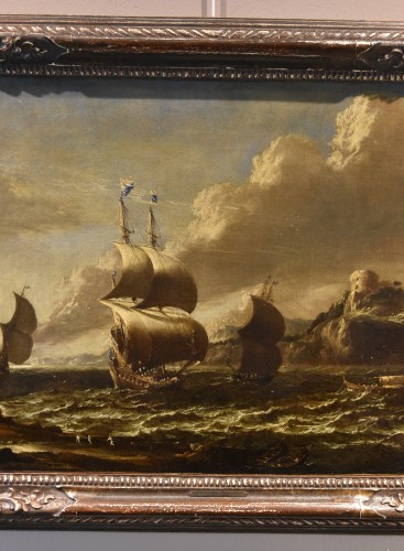 XVIIe siècle - Marine avec voiliers, attribué à Marco Ricci (1676 - 1730) 