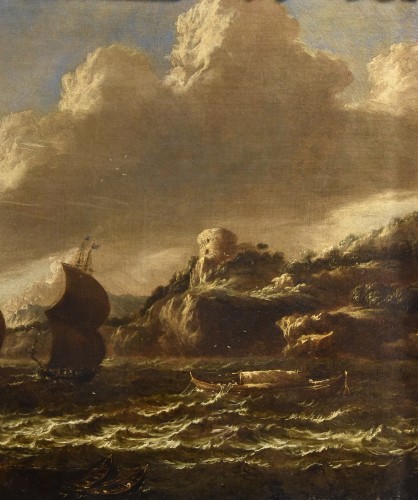 Louis XIV - Marine avec voiliers, attribué à Marco Ricci (1676 - 1730) 