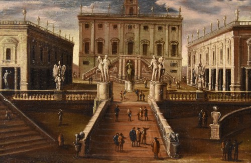 XVIIIe siècle - Vue de Rome avec la place du Capitole, atelier de Gaetano Vetturali (1701-1783)