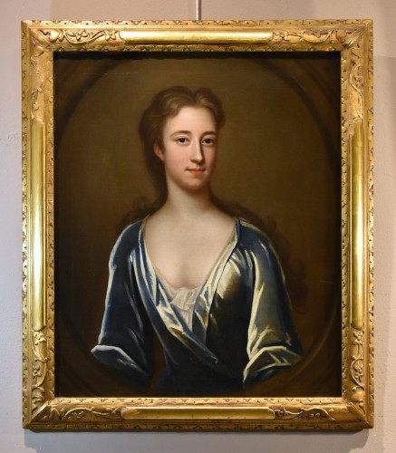 Portraits de deux époux anglais du XVIIIe siècle - Tableaux et dessins Style Louis XV