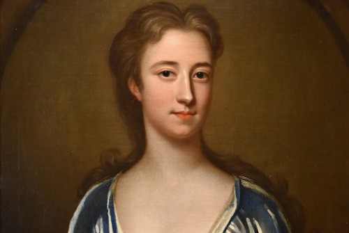 Antiquités - Portraits de deux époux anglais du XVIIIe siècle