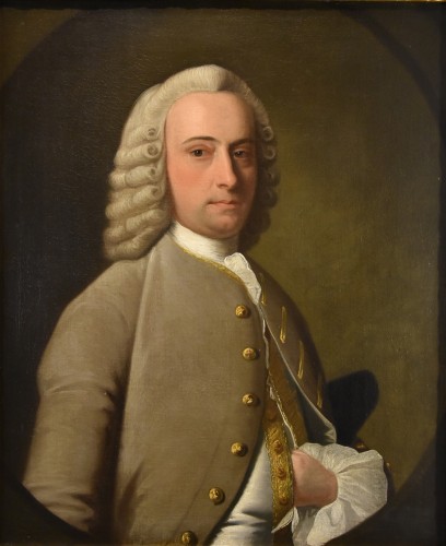 Antiquités - Portraits de deux époux anglais du XVIIIe siècle