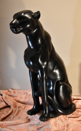 Large Black Panthers In Bronze (y. Mongnez), France 20th Century - Art Déco