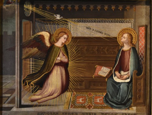 L'Annonciation, Peintre florentin du 17e/18e siècle - Tableaux et dessins Style Louis XIII