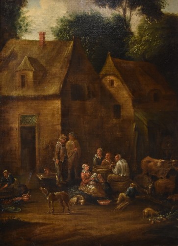 Antiquités - Théobald Michou (1676 – 1765), Paysage fluvial avec village