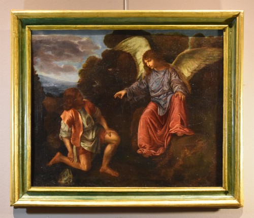 Toby And The Angel, Italy 17th century - Paintings & Drawings Style Louis XIV
