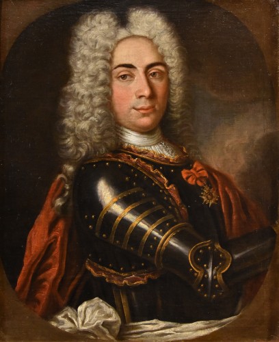 Portrait d'un gentilhomme en armure, école française du 18e siècle - Tableaux et dessins Style Louis XIV