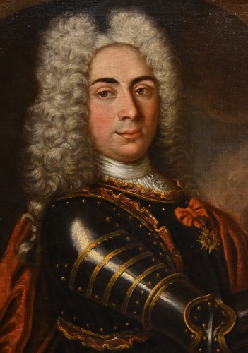 Tableaux et dessins Tableaux XVIIIe siècle - Portrait d'un gentilhomme en armure, école française du 18e siècle