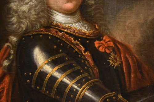 Antiquités - Portrait d'un gentilhomme en armure, école française du 18e siècle