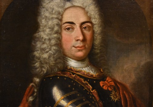 Antiquités - Portrait d'un gentilhomme en armure, école française du 18e siècle