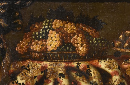 Paintings & Drawings  - Still Life With Carpet, Basket Of Grapes And Figs, Antonio Gianlisi II (1677 - 1727)