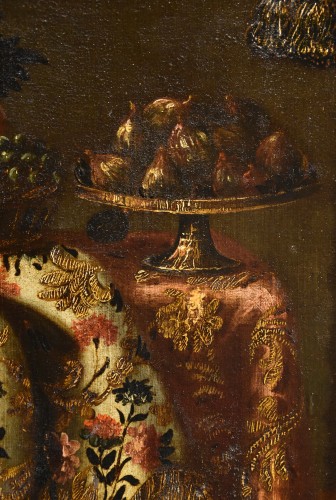17th century - Still Life With Carpet, Basket Of Grapes And Figs, Antonio Gianlisi II (1677 - 1727)