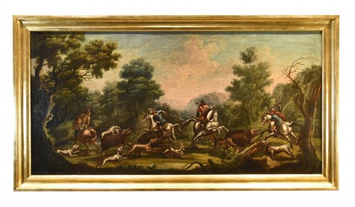 Christian Reder (1656 - 1729), Landscape With Boar Hunting